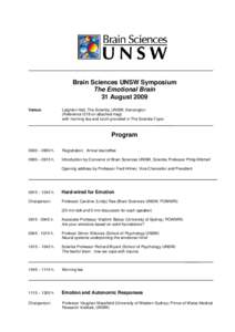 Brain Sciences UNSW “what’s hot” Symposium, 6 April 2006