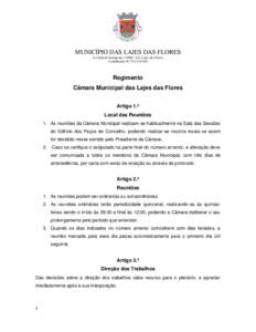 MUNICÍPIO DAS LAJES DAS FLORES Avenida do Emigrante – [removed]Lajes das Flores Contribuinte N.º [removed]Regimento Câmara Municipal das Lajes das Flores