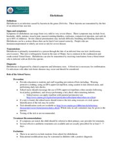 Ehrlichiosis Definition: Ehrlichiosis is an infection caused by bacteria in the genus Ehrlichia. These bacteria are transmitted by the bite of an infected lone star tick. Signs and symptoms: Symptoms of ehrlichiosis can 