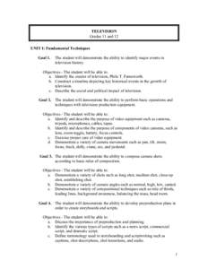 Television Course Curriculum - Eleventh and Twelfth