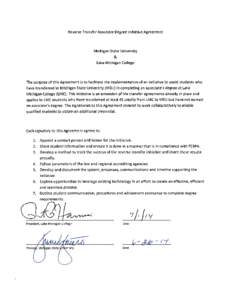 Reverse Transfer Associate Degree Initiative Agreement  Michigan State University & Lake Michigan College