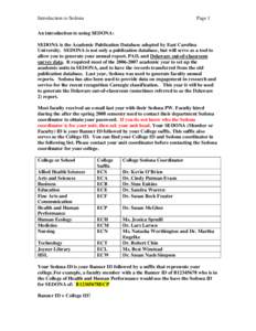 Introduction to Sedona  Page 1 An introduction to using SEDONA: SEDONA is the Academic Publication Database adopted by East Carolina