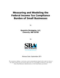 Measuring and Modeling the Federal Income Tax Compliance Burden of Small Businesses - research study