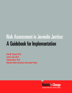 Risk Assessment in Juvenile Justice: A Guidebook for Implementation Gina M. Vincent, Ph.D. Laura S. Guy, Ph.D. Thomas Grisso, Ph.D. National Youth Screening & Assessment Project