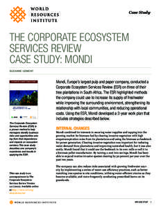 Case Study  THE CORPORATE ECOSYSTEM SERVICES REVIEW CASE STUDY: MONDI SUZANNE OZMENT