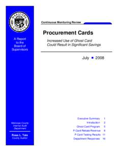 Continuous Monitoring Review  Procurement Cards A Report to the Board of