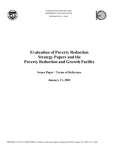 Evaluation of Poverty Reduction
Strategy Papers and the
Poverty Reduction and Growth Facility