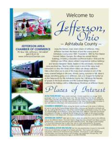 Welcome to  Jefferson, Ohio  JEFFERSON AREA