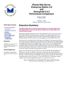 iPlanet Web Server, Enterprise Edition 4.0 and Stronghold[removed]Performance Comparison By Bruce Weiner