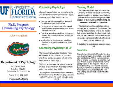 Counseling Psychology Counseling psychology is a general practice and health service provider specialty in professional psychology that focuses on. . . Ph.D. Program Counseling Psychology