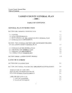 Lassen County General Plan Table of Contents LASSEN COUNTY GENERAL PLAN  - 2000TABLE OF CONTENTS