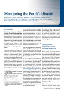 Monitoring the Earth’s climate by Xiaolan L. Wang1, Thomas C. Peterson2, Jay Lawrimore2, Manola BrunetIndia3, Randall Cerveny4, Craig Donlon5, Fatima Driouech6, Wan A. Wan Hassan7, Rainer Hollmann8, Mark D. Schwartz9,