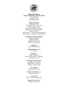 Elected Town Officers Almoners of the Foster & Currier Funds O. Fred Hill 2015 Jere Henley 2016 Penny Courser 2017 Budget Committee