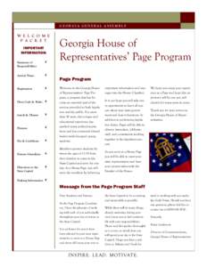 GEORGIA GENERAL ASSEMBLY  W E L C O M E P A C K E T IMPORTANT INFORMATION: