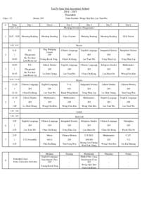 Tai Po Sam Yuk Secondary School[removed]Timetable Class: 1T Perio d
