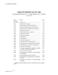Q:\COMP\FNS\CNA66  CHILD NUTRITION ACT OF[removed]As Amended Through P.L. 111–296, Effective Dec. 13, 2010] TABLE OF CONTENTS