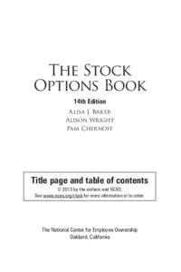 The Stock Options Book 14th Edition Alisa J. Baker Alison Wright Pam Chernoff