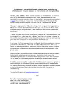 Labour law / Whistleblower / Human resource management / Ethics / United Nations Convention against Corruption / Law / Political corruption / Canadians for Accountability / National Whistleblower Center / Anti-corporate activism / Dissent / Freedom of speech