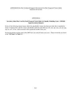 APPENDICES for the Technical Support Document For the Proposed Toxics Rule Emissions Inventories APPENDIX A Inventory Data Files Used for Each Proposed Toxics Rule Air Quality Modeling Cases - SMOKE Input Inventory Datas