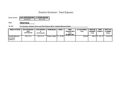 Proactive Disclosure - Travel Expenses Period Covered: from (YYYY-MM-DD[removed]