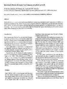 Residual effects of sugar beet vinasse on plant growth P. Martín-Olmedo, F. Cabrera, R. Lopez & J.M. Murillo Instituto de Recursos Naturales y Agrobiología de Sevilla (CSIC), Apartado 1052, 4180 Sevilla, Spain Key word