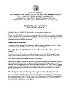 STATE OF WASHINGTON   DEPARTMENT OF ARCHAEOLOGY & HISTORIC PRESERVATION  1063 S. Capitol Way, Suite 106  Ÿ  Olympia, Washington 98501  Mailing address:  PO Box 48343  Ÿ  Olympia, Washington 