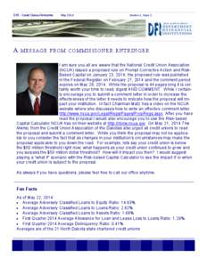 DFI - Credit Union Newsletter  May 2014 Volume 1, Issue 2