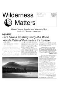 Wilderness Matters Maine Chapter Appalachian Mountain Club PO Box 1534