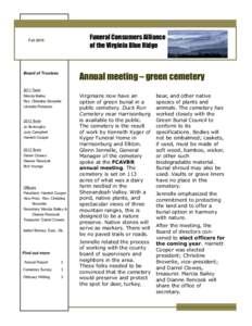 Funeral Consumers Alliance of the Virginia Blue Ridge Fall[removed]Annual meeting – green cemetery