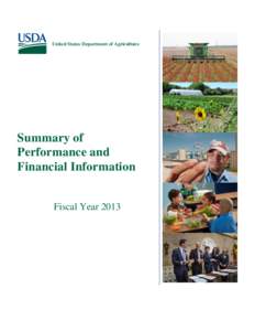 United States Department of Agriculture  Summary of Performance and Financial Information Fiscal Year 2013