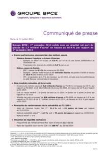 Communiqué de presse - 31 juillet[removed]Groupe BPCE