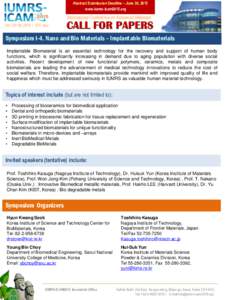 Abstract Submission Deadline – June 30, 2015 www.iumrs-icam2015.org International Conference on Advanced Materials Oct. 25~29, 2015 l ICC Jeju