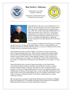 Hon. Parlen L. McKenna Administrative Law Judge Alameda, California Department of Homeland Security United States Coast Guard