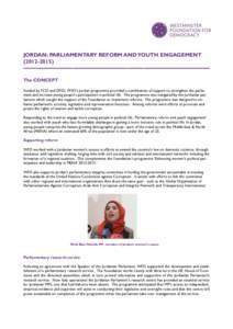JORDAN: PARLIAMENTARY REFORM AND YOUTH ENGAGEMENT) —————————————————————————————————— The CONCEPT Funded by FCO and DFID, WFD’s Jordan prog