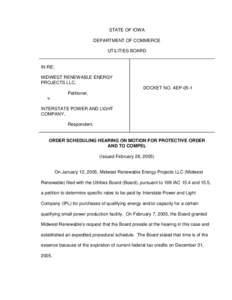 Order Scheduling Hearing on Motion for Protective Order and to Compel
