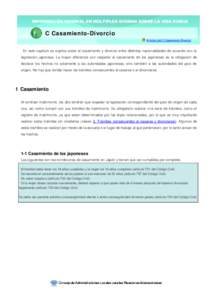 INFORMACIÓN GENERAL EN MÚLTIPLES IDIOMAS SOBRE LA VIDA DIARIA  C Casamiento-Divorcio Al inicio del C Casamiento-Divorcio  En este capítulo se explica sobre el casamiento y divorcio entre distintas nacionalidades de ac