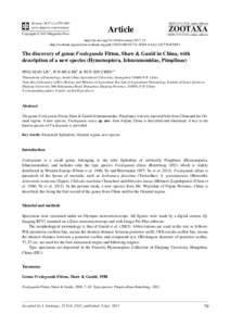 The discovery of genus Fredegunda Fitton, Shaw & Gauld in China, with description of a new species (Hymenoptera, Ichneumonidae, Pimplinae)