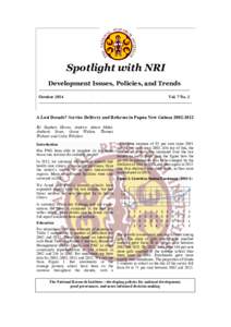 Spotlight with NRI Development Issues, Policies, and Trends ______________________________________________________________________________  October
