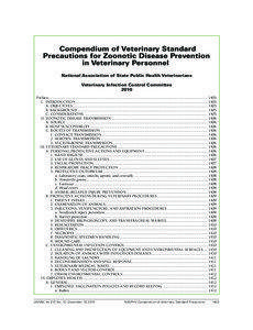 Compendium of Veterinary Standard Precautions for Zoonotic Disease Prevention in Veterinary Personnel