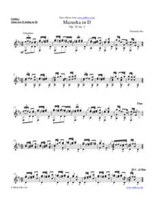Guitar: (tune low E string to D) Sheet Music from www.mfiles.co.uk  Mazurka in D