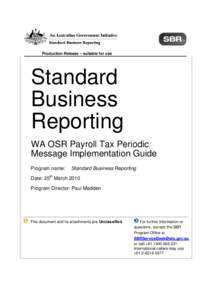 SBR WA Payroll Tax (March 2010 Release) Message Implementation Guide