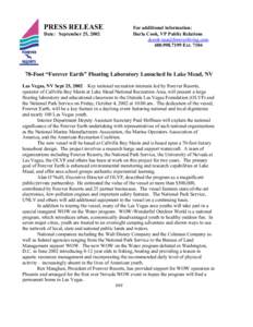 PRESS RELEASE Date: September 25, 2002 For additional information: Darla Cook, VP Public Relations 