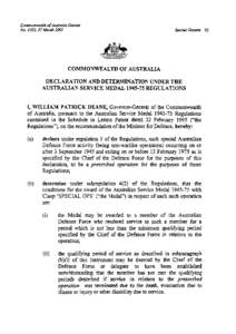 Commonwealth of Australia Gazette No. S102.27 March 2001 Special Gazette 33  COMMONWEALTH OF AUSTRALIA