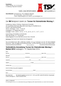 TSV  Kursleiterin: Heidrun Krähling - Tel.: In Vertretung: Stephanie Emertzidis