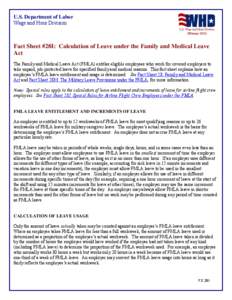 U.S. Department of Labor Wage and Hour Division (February[removed]Fact Sheet #28I: Calculation of Leave under the Family and Medical Leave Act