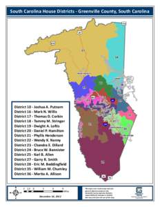 South Carolina House Districts - Greenville County, South Carolina 176 £ ¤ 25