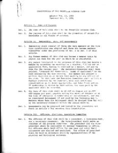 Constitution of The Knoxville Science Club - Amended Oct. 2, 1981