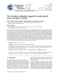 Article Volume 12, Number 6 15 June 2011 Q06005, doi:2011GC003559 ISSN: 1525‐2027