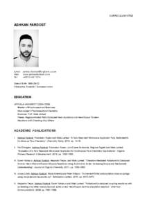 CURRICULUM VITAE  ASHKAN FARDOST