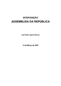 INTERVENÇÃO  ASSEMBLEIA DA REPÚBLICA José Pedro Aguiar-Branco